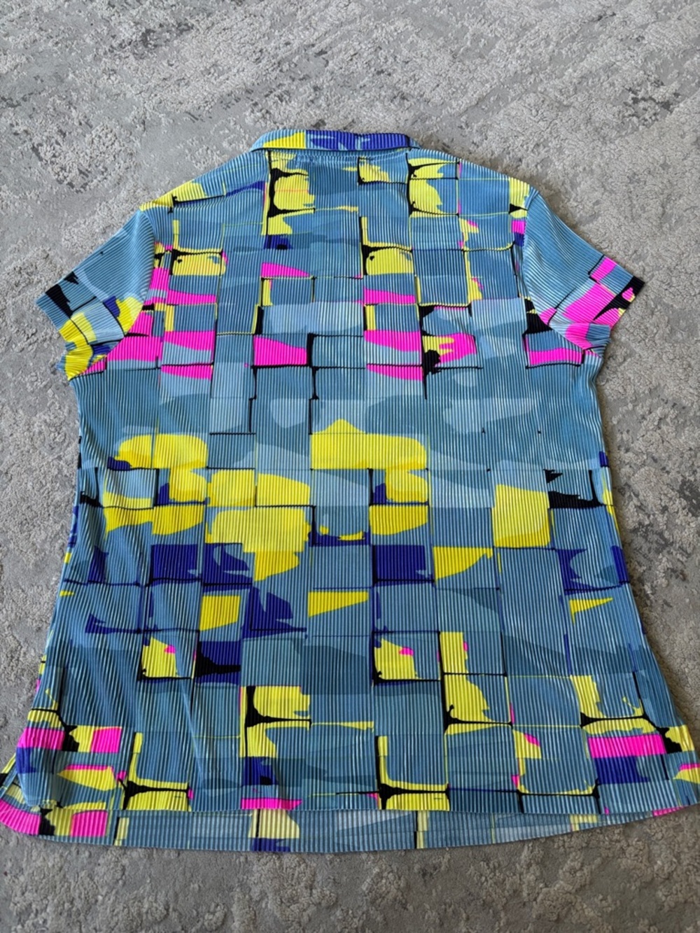 jamie sadock Geo Block Print Polo — Blue, Yellow, Pink - Picture 3 of 3